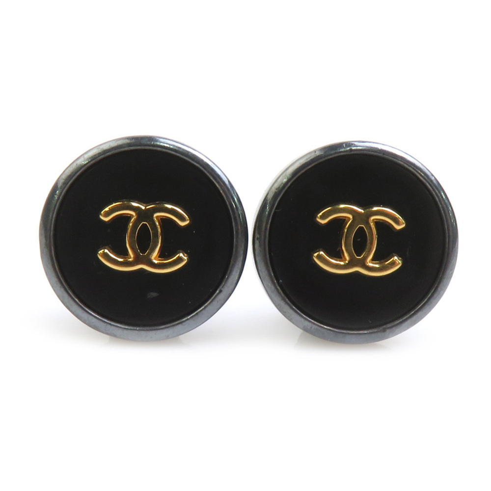CHANEL Black Logo Earrings